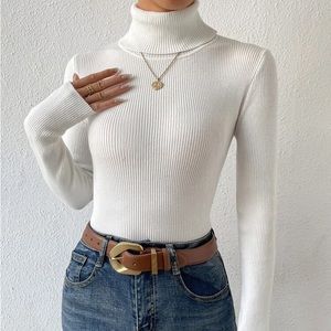 SHEIN White Ribbed Turtleneck Ladies XS